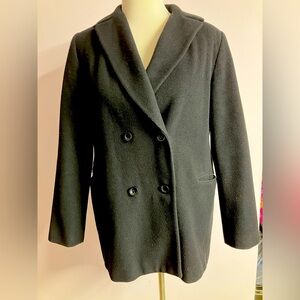 Harve’ Benard by Benard Holtzman Women’s Dbl Breasted Wool Pea Coat, Black, Sz 8